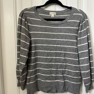 Maison Jules Gray & White Striped Crew Neck Sweater
